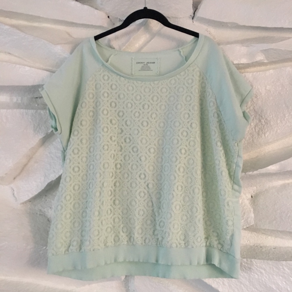 DKNY LIGHT BLUE SHORT SLEEVE SWEATSHIRT